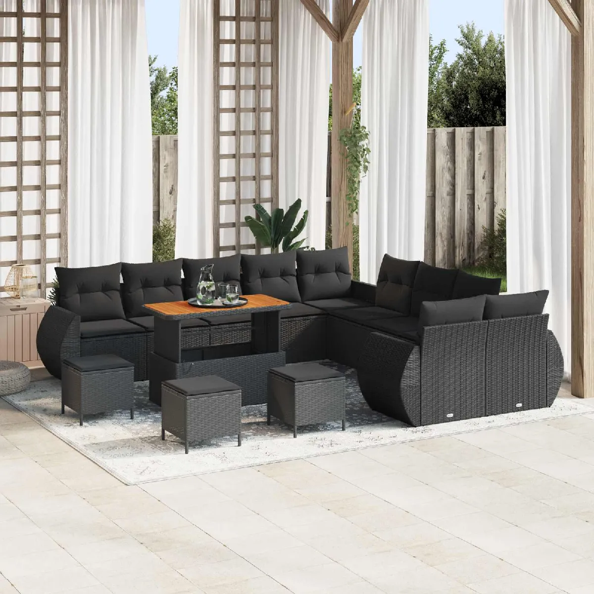 vidaXL Ensemble de canapé de jardin 14 pcs polyrotin Canapé de jardin al fresco mobilier extérieur résistant déco 3361941