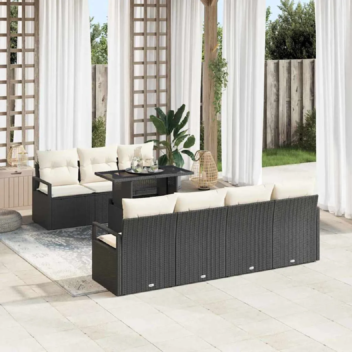 vidaXL - Salon de jardin - 8 pièces - Noir - Image 3