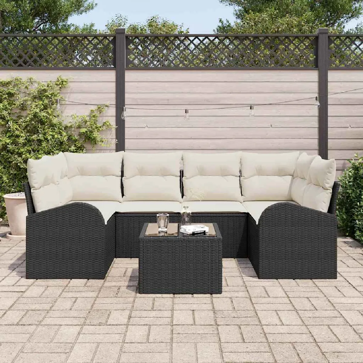 vidaXL Ensemble de canapé de jardin Noir 55 x 55 x 37 cm polyrotin