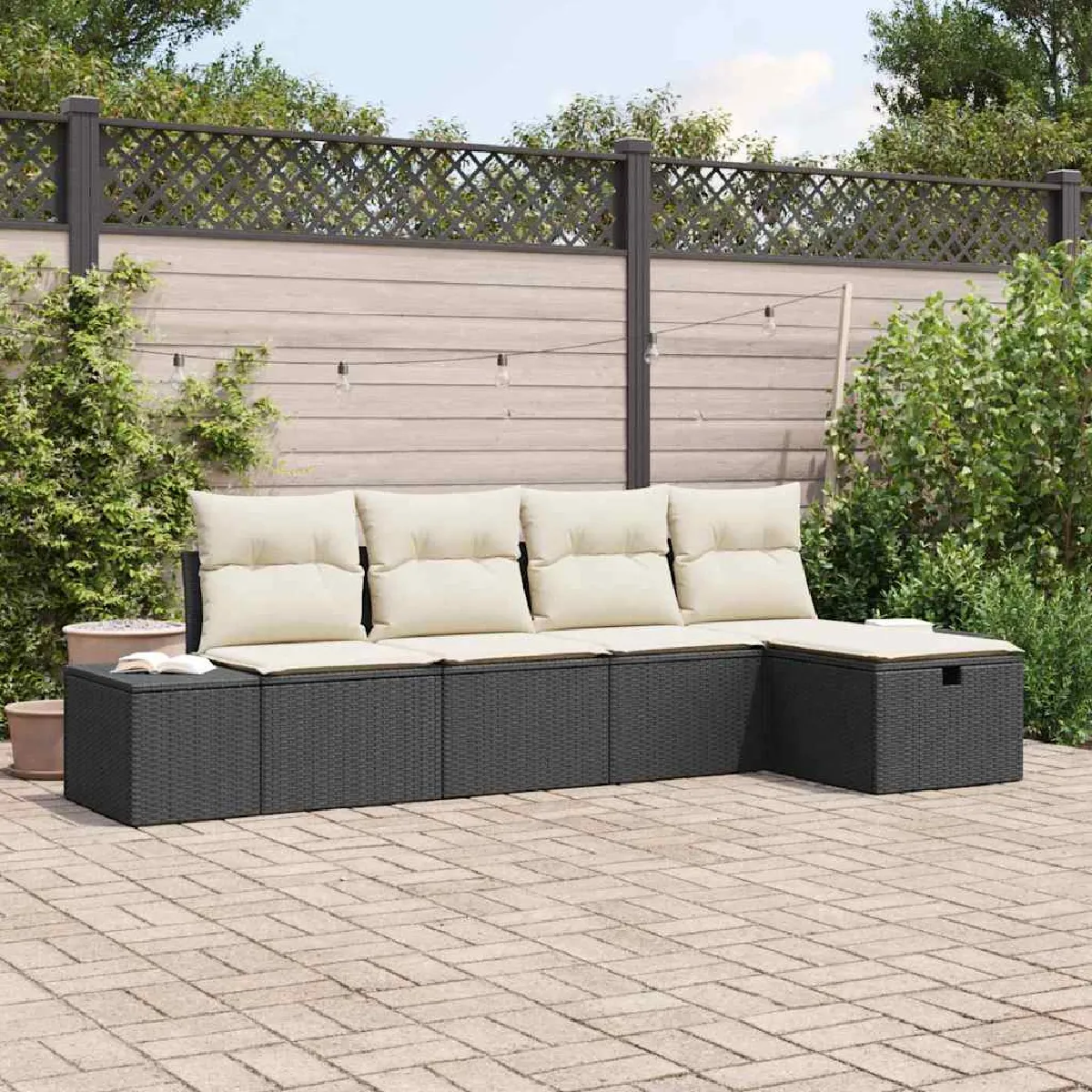Vidaxl Ensemble De Canapé De Jardin Avec Coussin 5 Pcs Polyrotin
