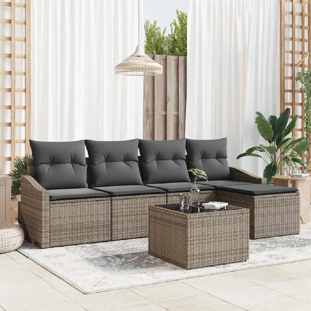 vidaXL - Ensemble de canapés de jardin - 5 pièces - Noir - Image 3