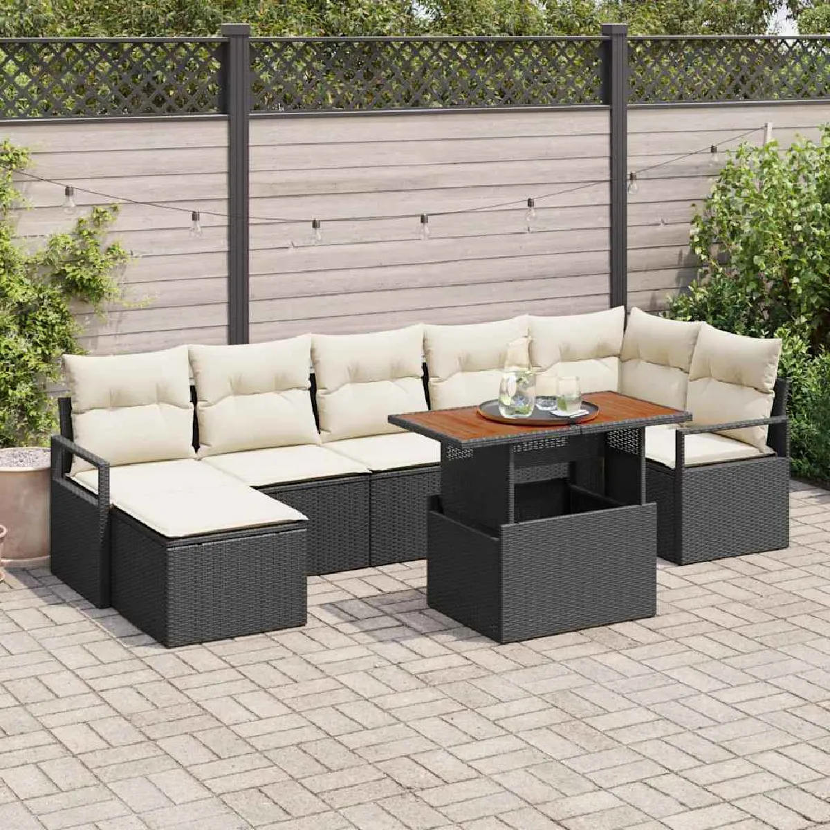 vidaXL Ensemble de salle à manger pour jardin 8 pcs et Crème