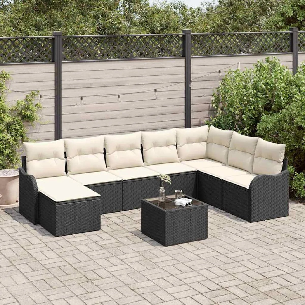vidaXL Ensemble de canapé de jardin 9 pcs et Poly rotin - vue 8
