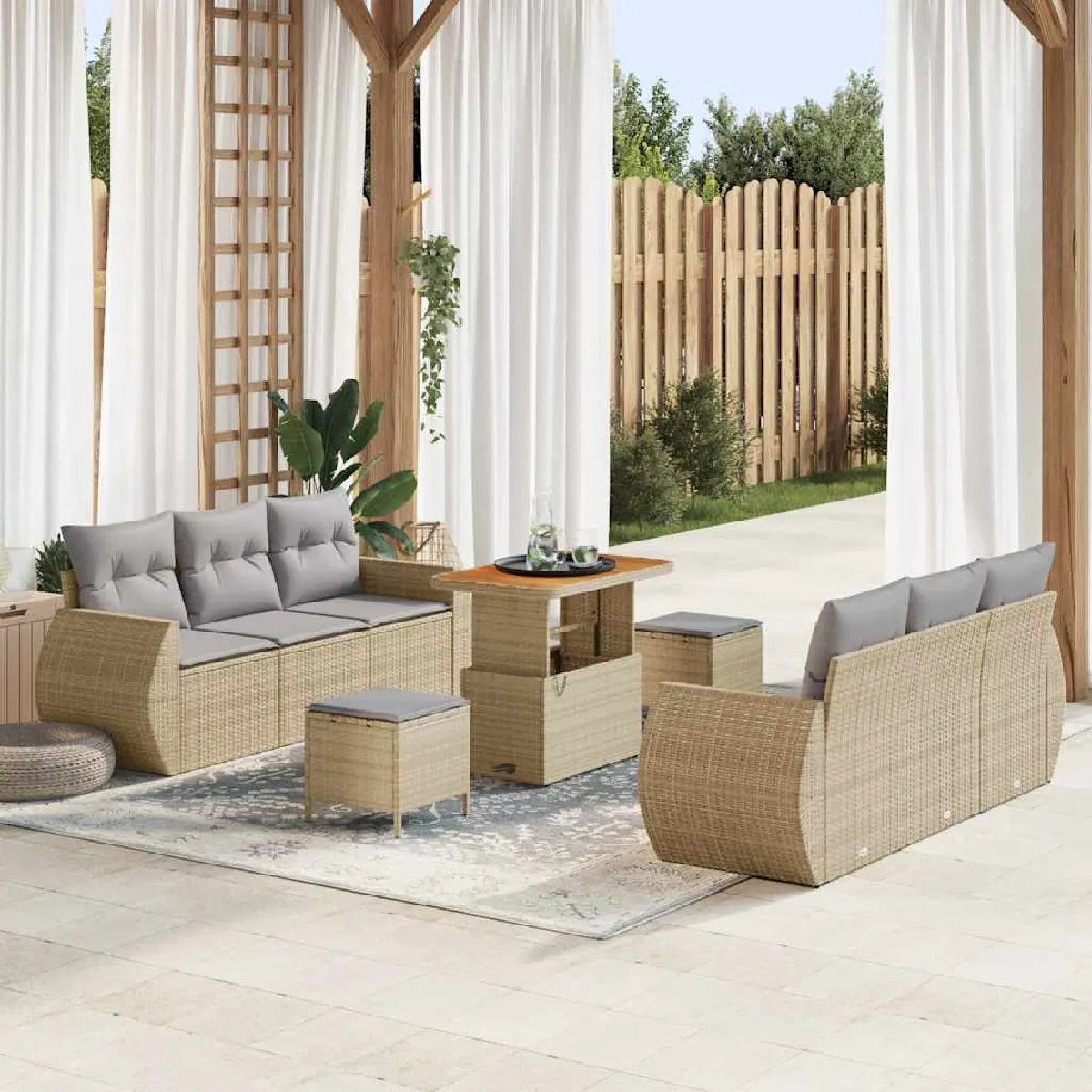 vidaXL Ensemble de canapé de jardin 9 pcs et