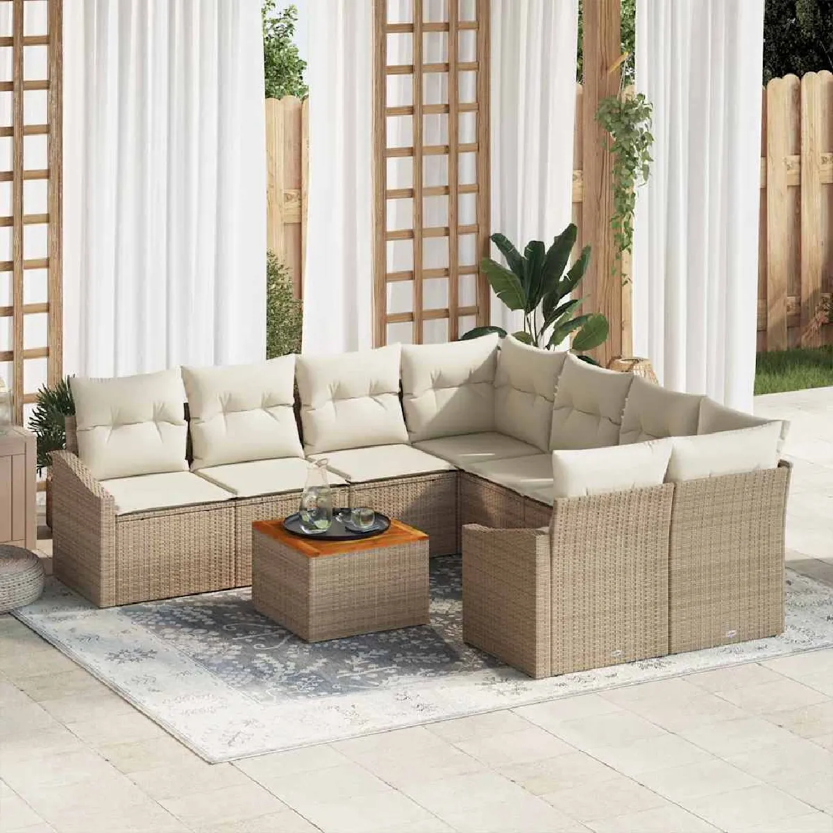 vidaXL Ensemble de canapé de jardin 9 pcs et - vue 3