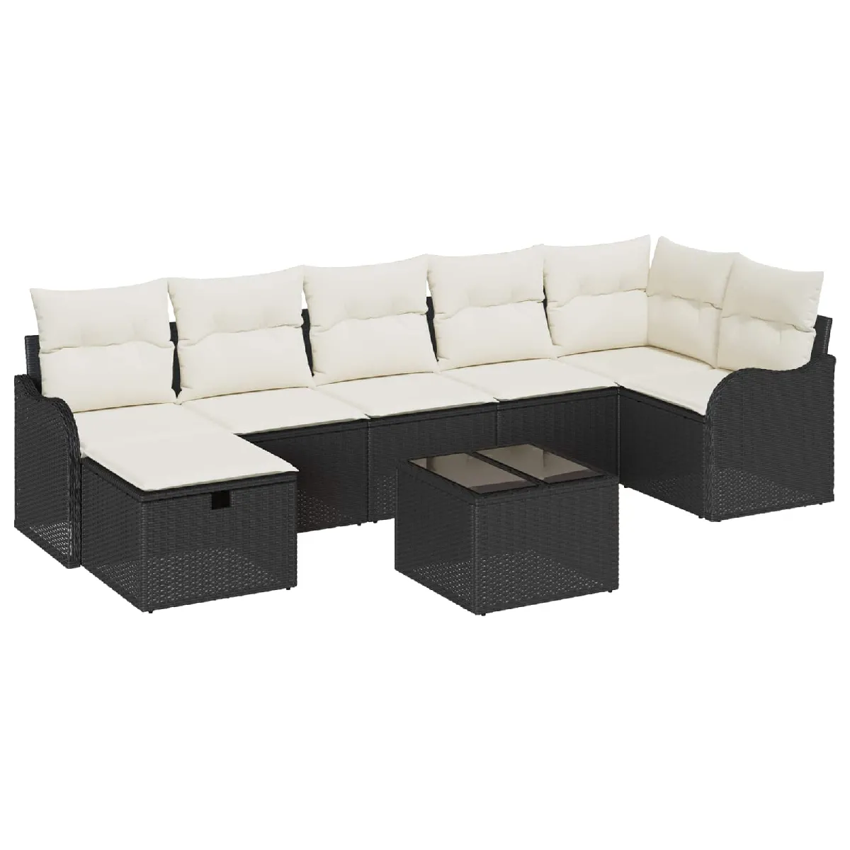 vidaXL Ensemble de Canapés avec coussin 8 pcs et crème polyrotin - vue 8