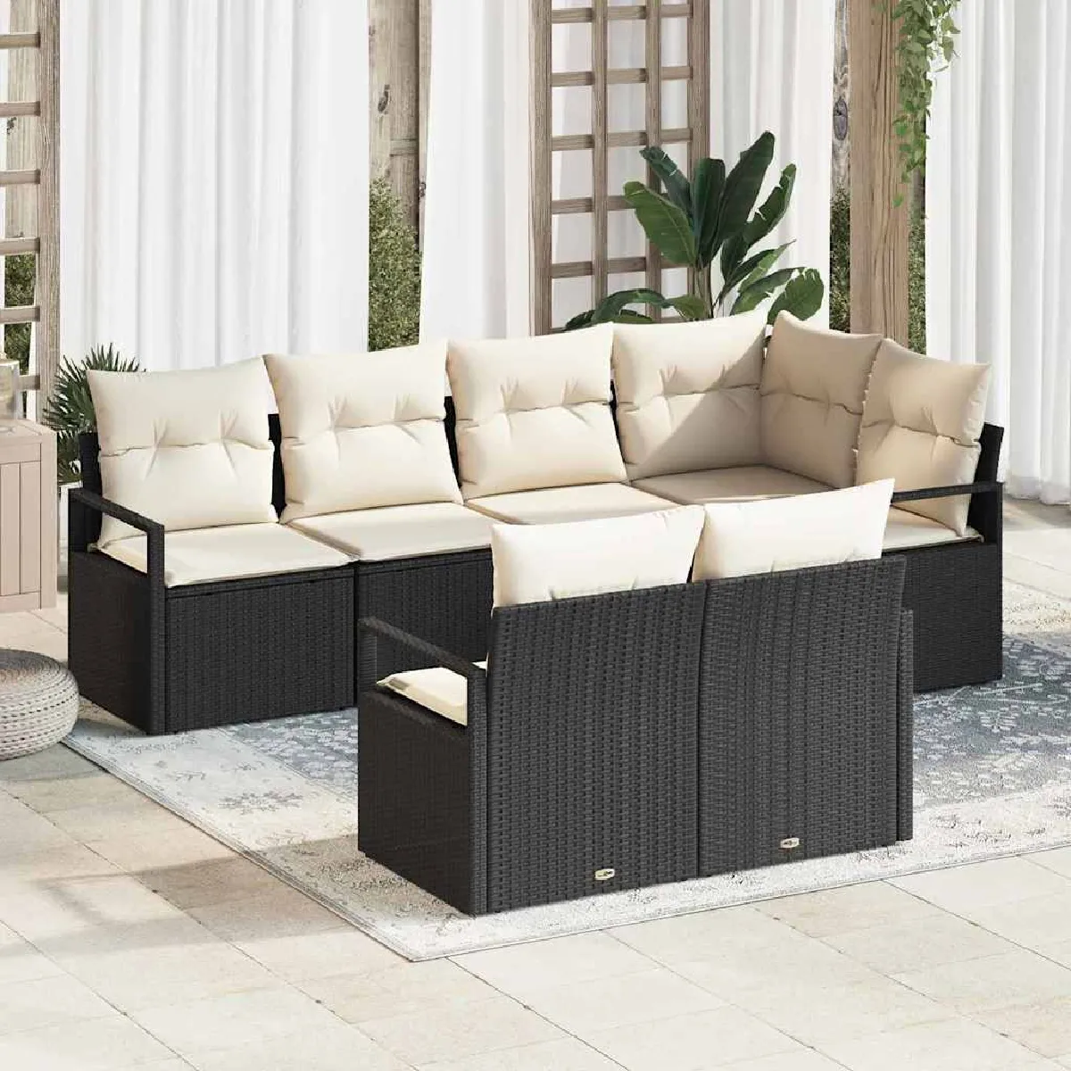 vidaXL Ensemble de canapé de jardin 7 pcs et polyrotin - vue 2