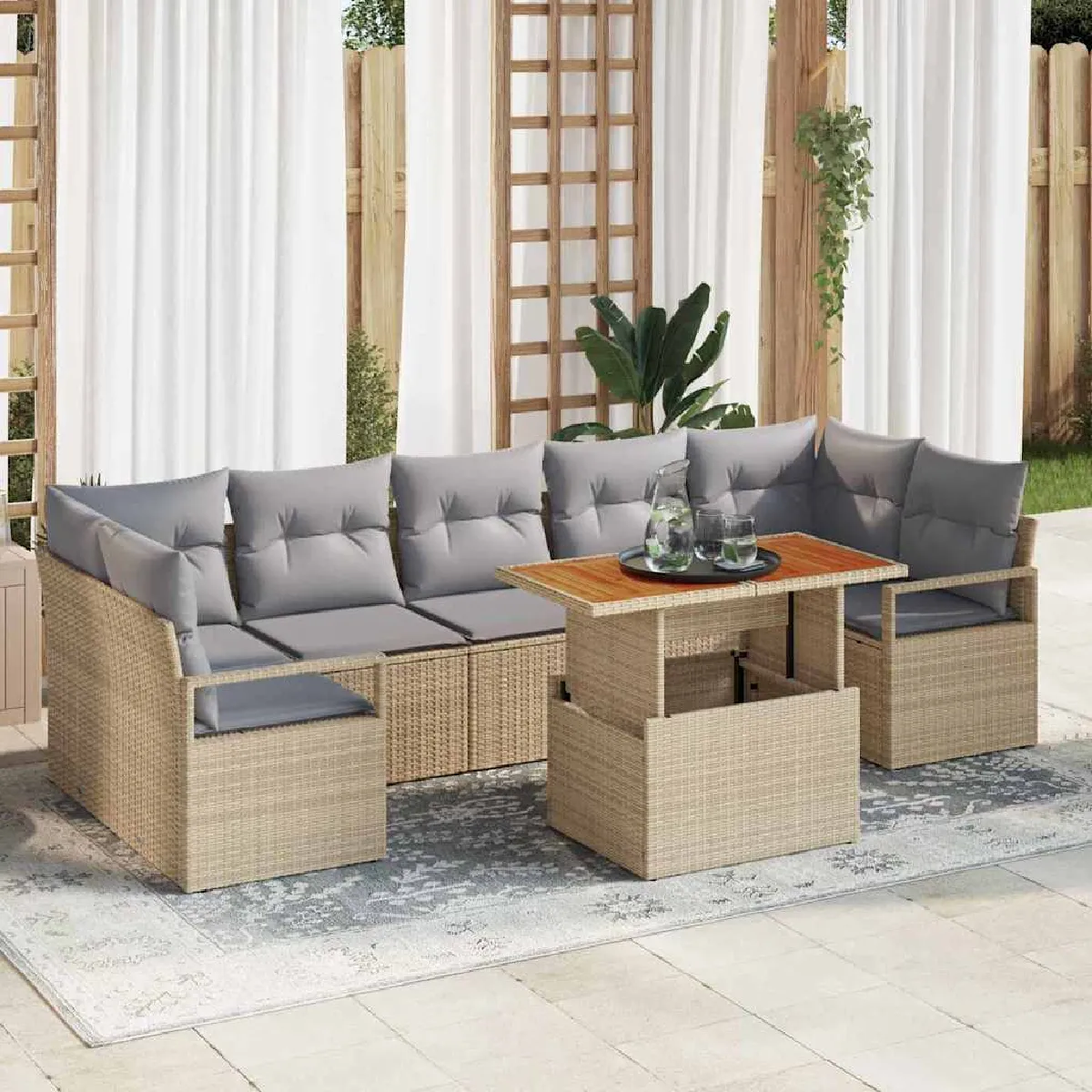 vidaXL Ensemble de canapé de jardin avec coussin 8 pcs et - vue 3