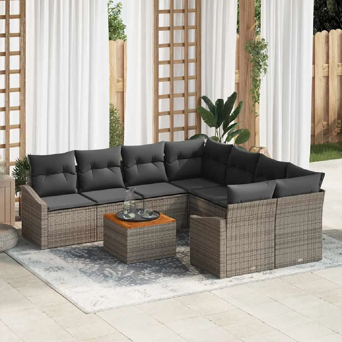 vidaXL Ensemble de canapé de jardin 9 pcs - vue 7