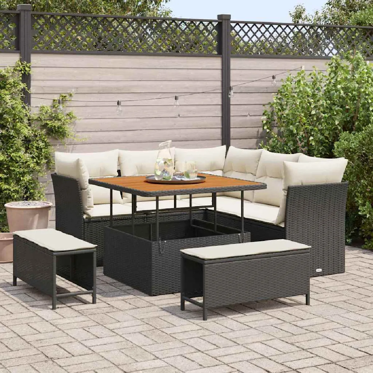 vidaXL Ensemble de canapé de jardin avec coussin 8 pcs et Crème - vue 10