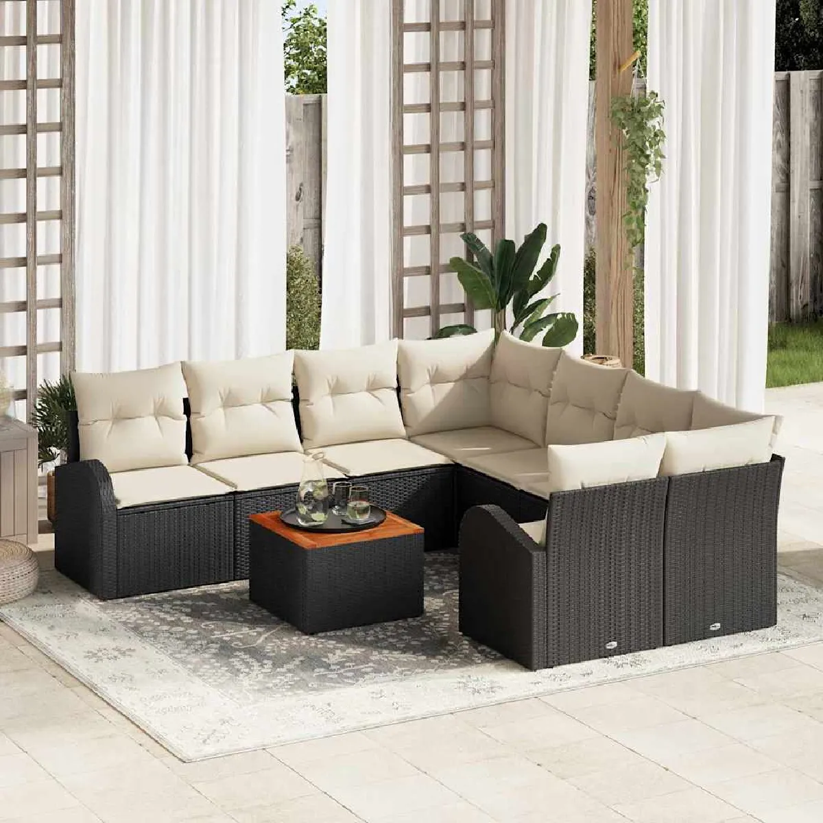 vidaXL Ensemble de canapé de jardin 9 pcs et - vue 10