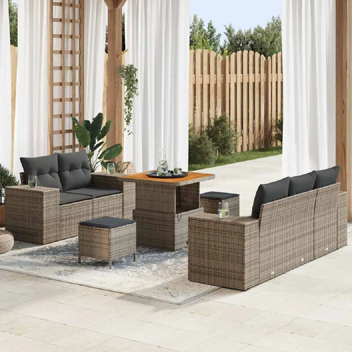 vidaXL Ensemble de canapé de jardin 8 pcs Poly Rattan - vue 4
