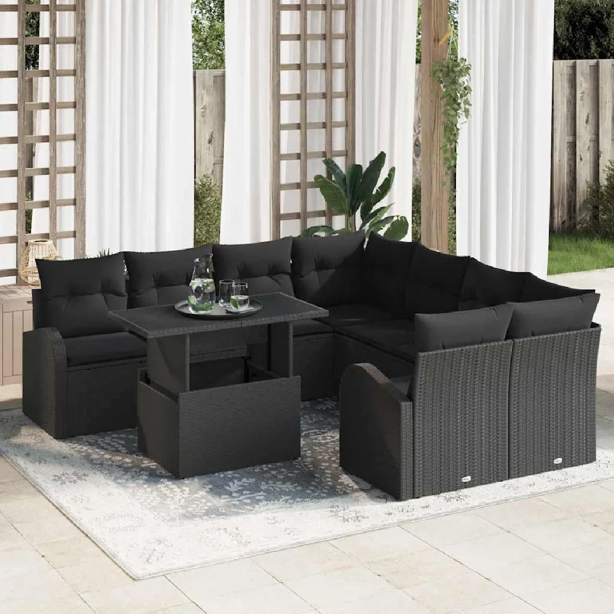 vidaXL Ensemble de canapé de jardin 9 pcs Poly Rattan - vue 4