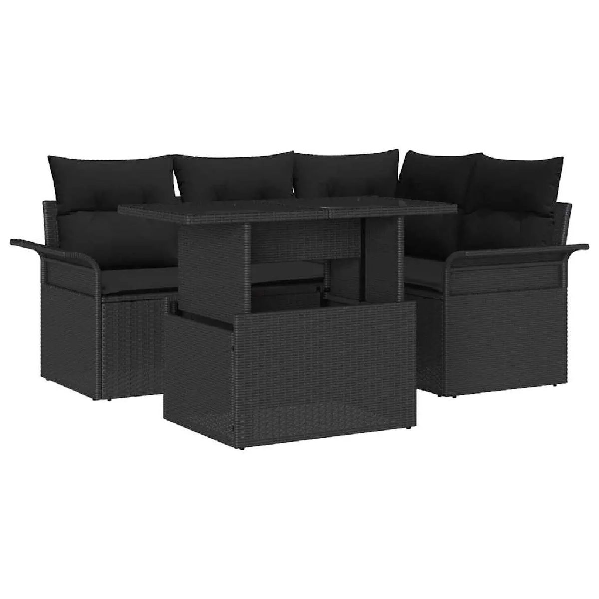 vidaXL Ensemble de canapé de jardin 5 pcs Noir Poly Rattan