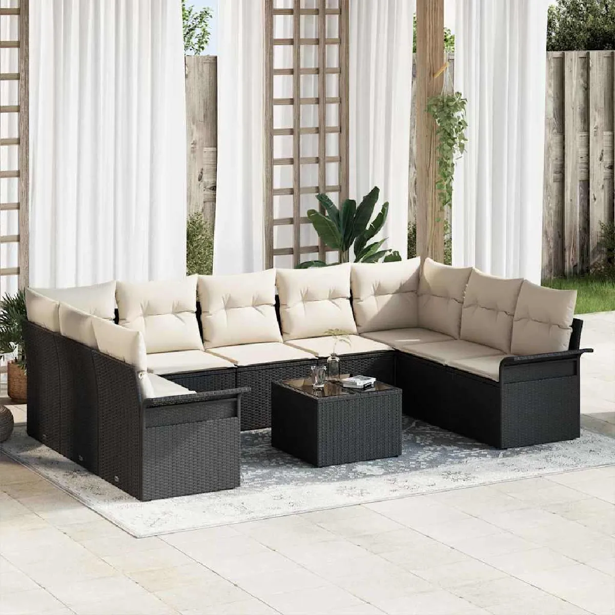 vidaXL - Ensemble de canapé de jardin - 9 pièces - Marron - Image 3
