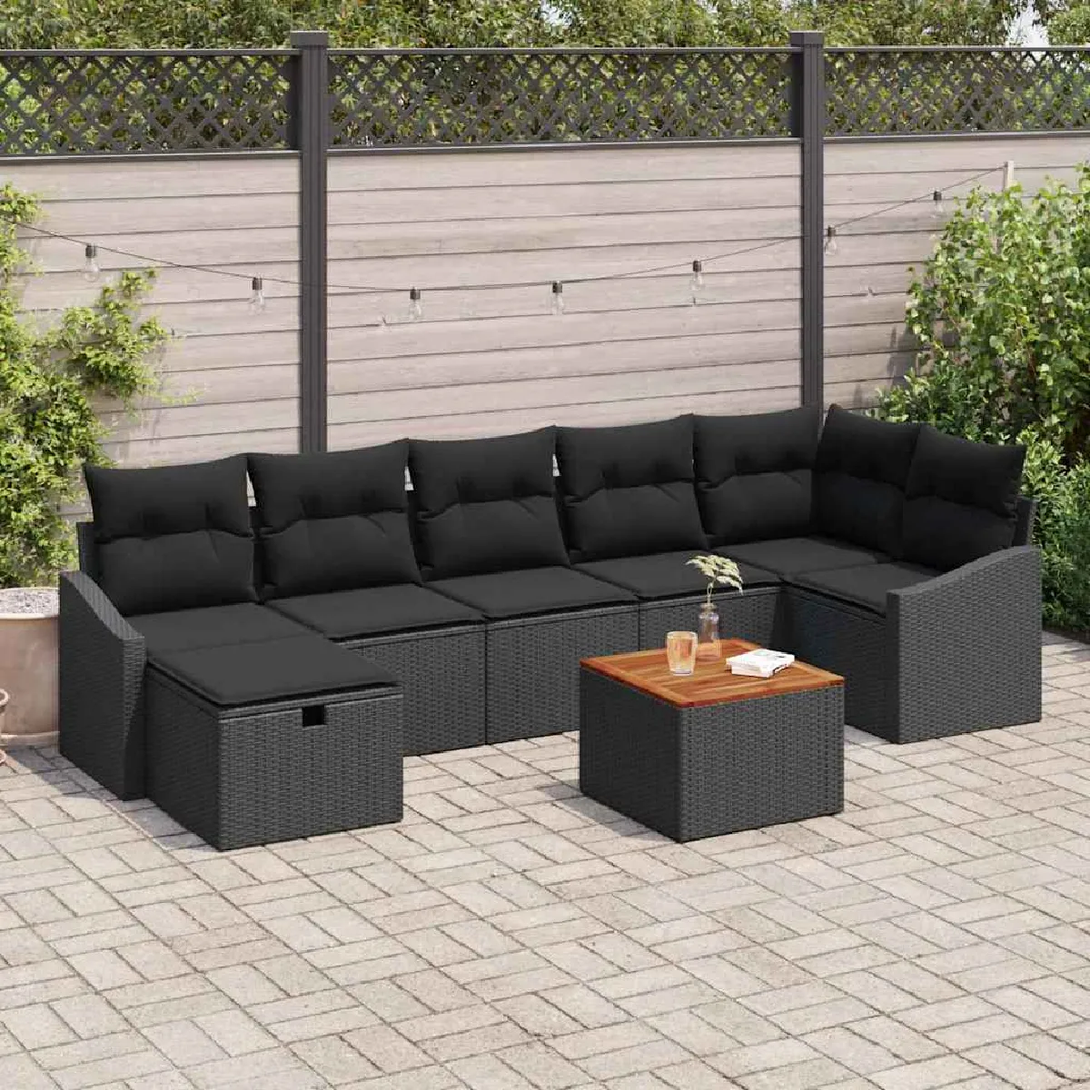 vidaXL Ensemble de canapé de jardin avec coussin 8 pcs Poly rotin - vue 5