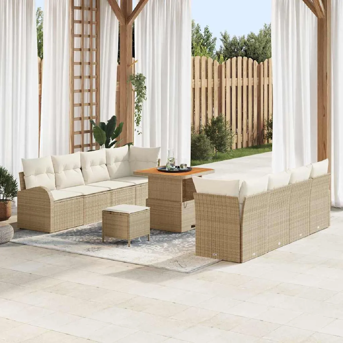 VIDAXL - Ensemble de canapé de jardin - 11 pièces - Beige - Image 3