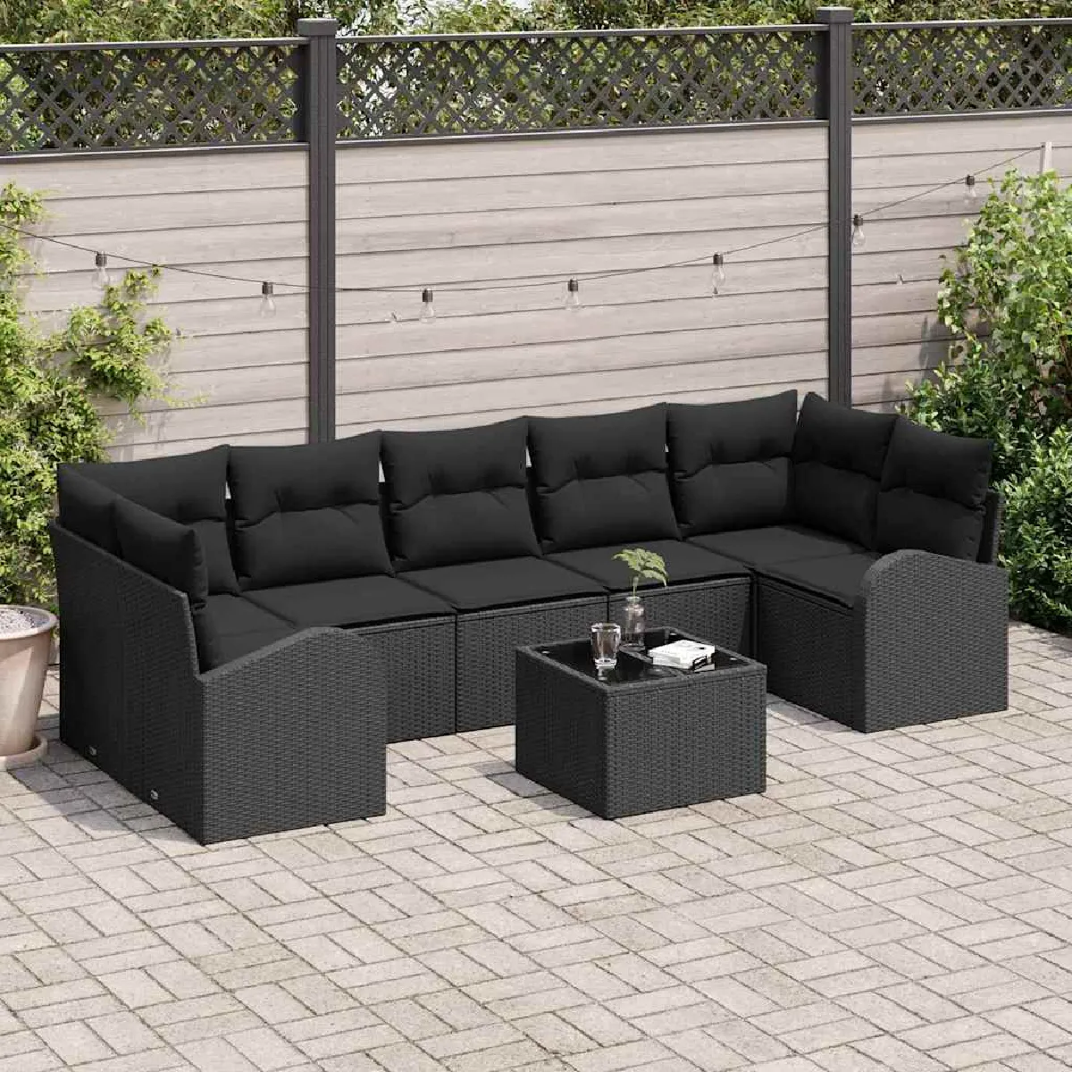 vidaXL Ensemble de canapé de jardin Noir 55 x 55 x 37 cm polyrotin
