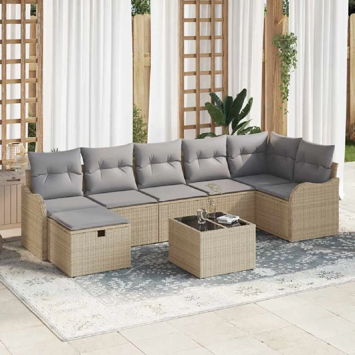 Vidaxl Ensemble De Canapé De Jardin 8 Pc Poly Rotin
