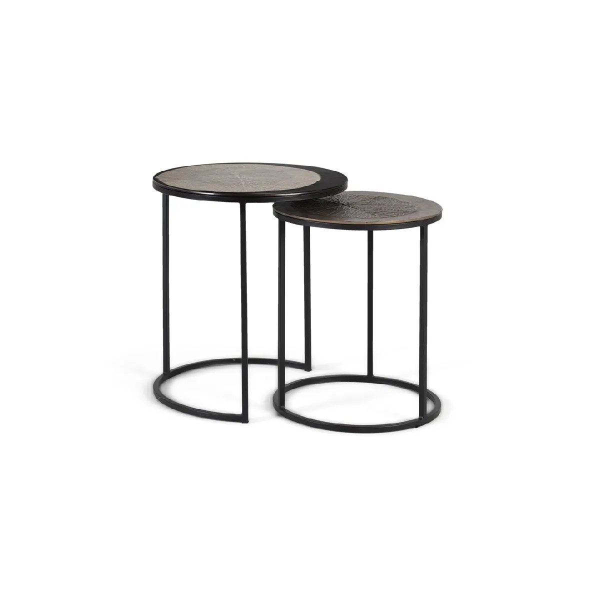 Meilleurs prix pour Set De Deux Tables D'angle Rondes Avec Plateau En Métal