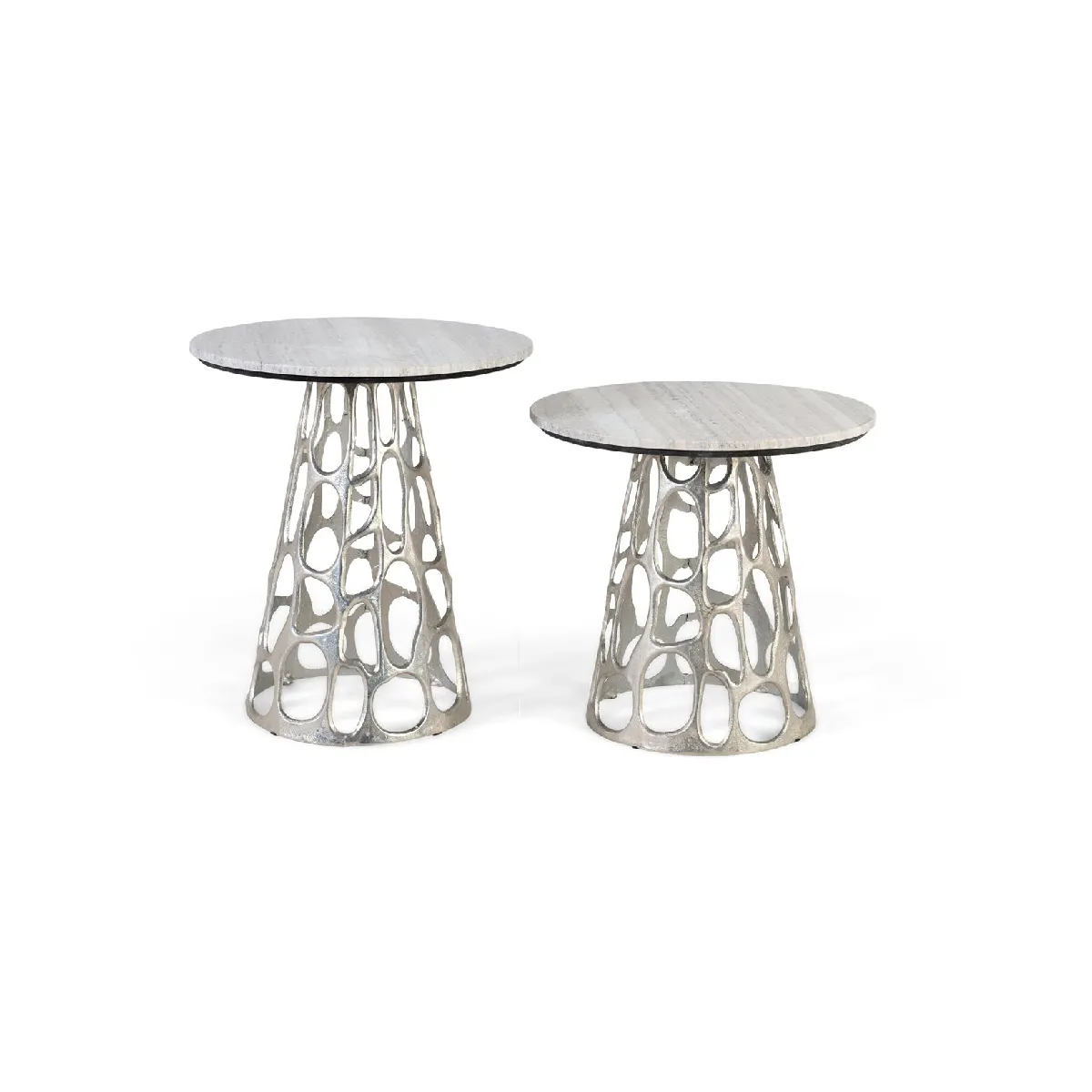 Set De Deux Tables Basses Avec Plateau Circulaire En Marbre
