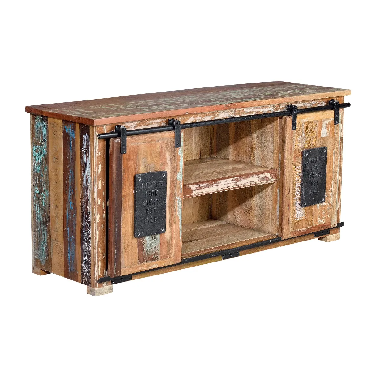 Giner y colomer Meuble TV bois recyclé - Multicolore