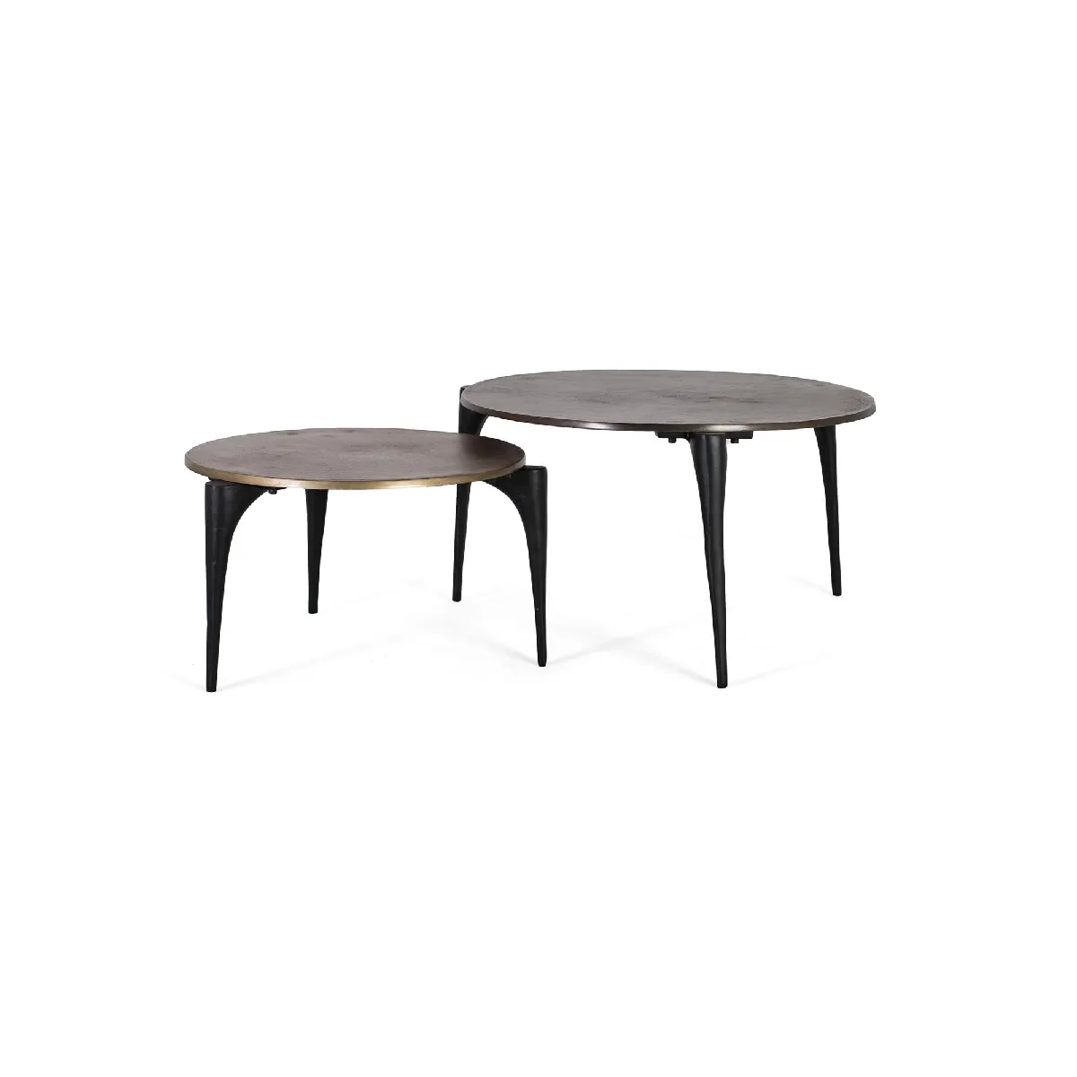 Meilleurs prix pour Set De 2 Tables En Aluminium Doré Et Noir