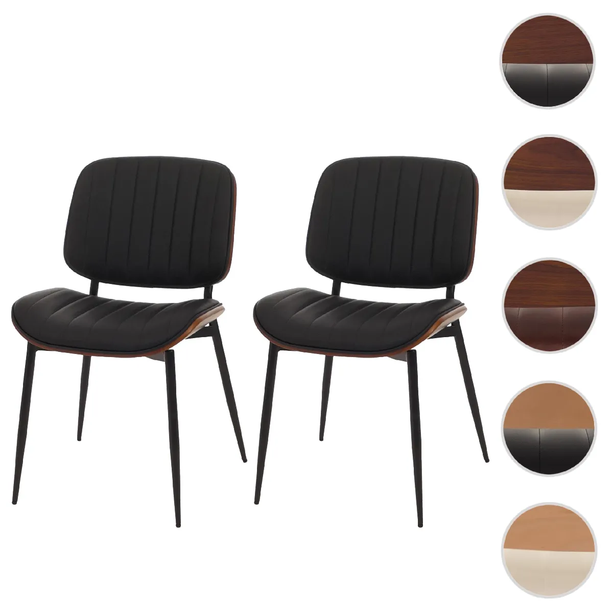 Mendler Noir Lot De 2 Chaises De Salle À Manger Hwc-O44 Mvg Aspect Noyer,