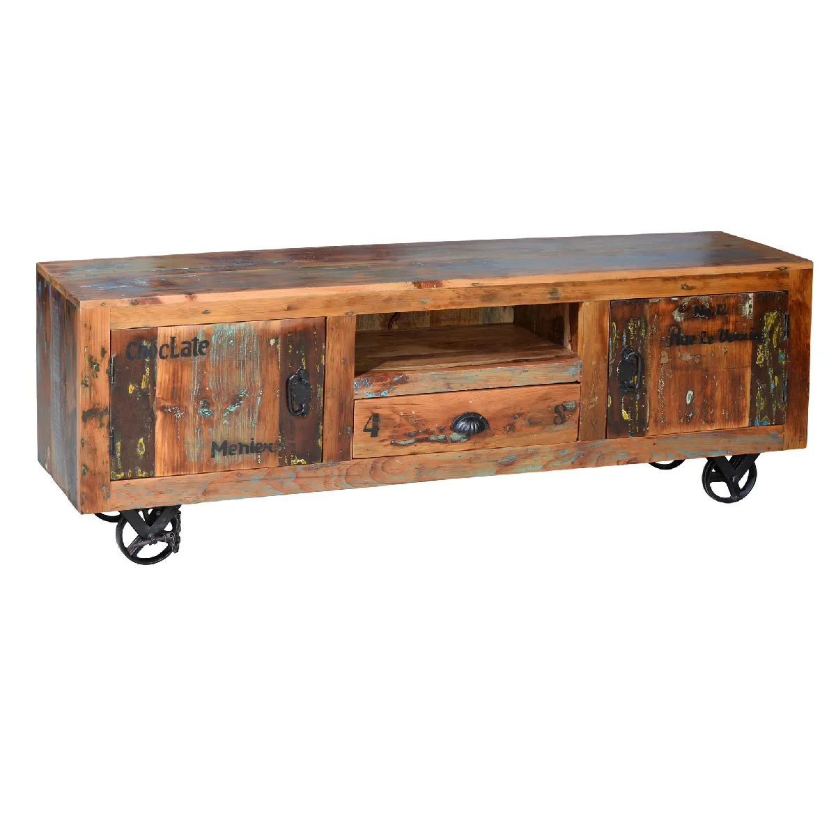 Giner y colomer Meuble TV bois recyclé - Multicolore
