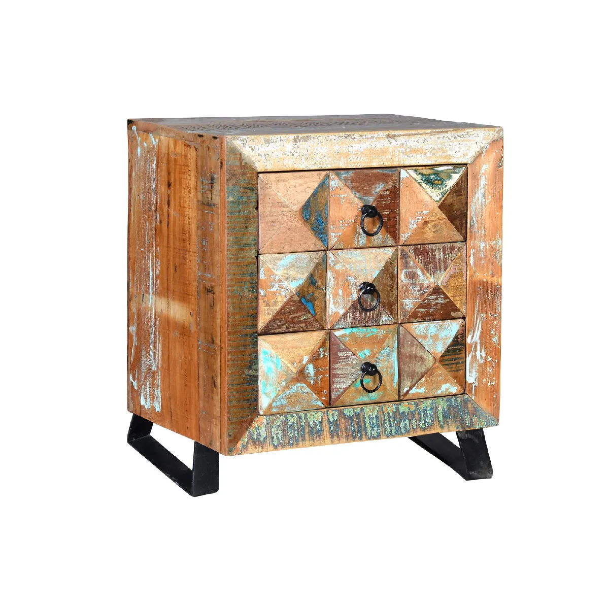 Comparer les prix de Table Basse En Bois Massif Recyclé Multicolore