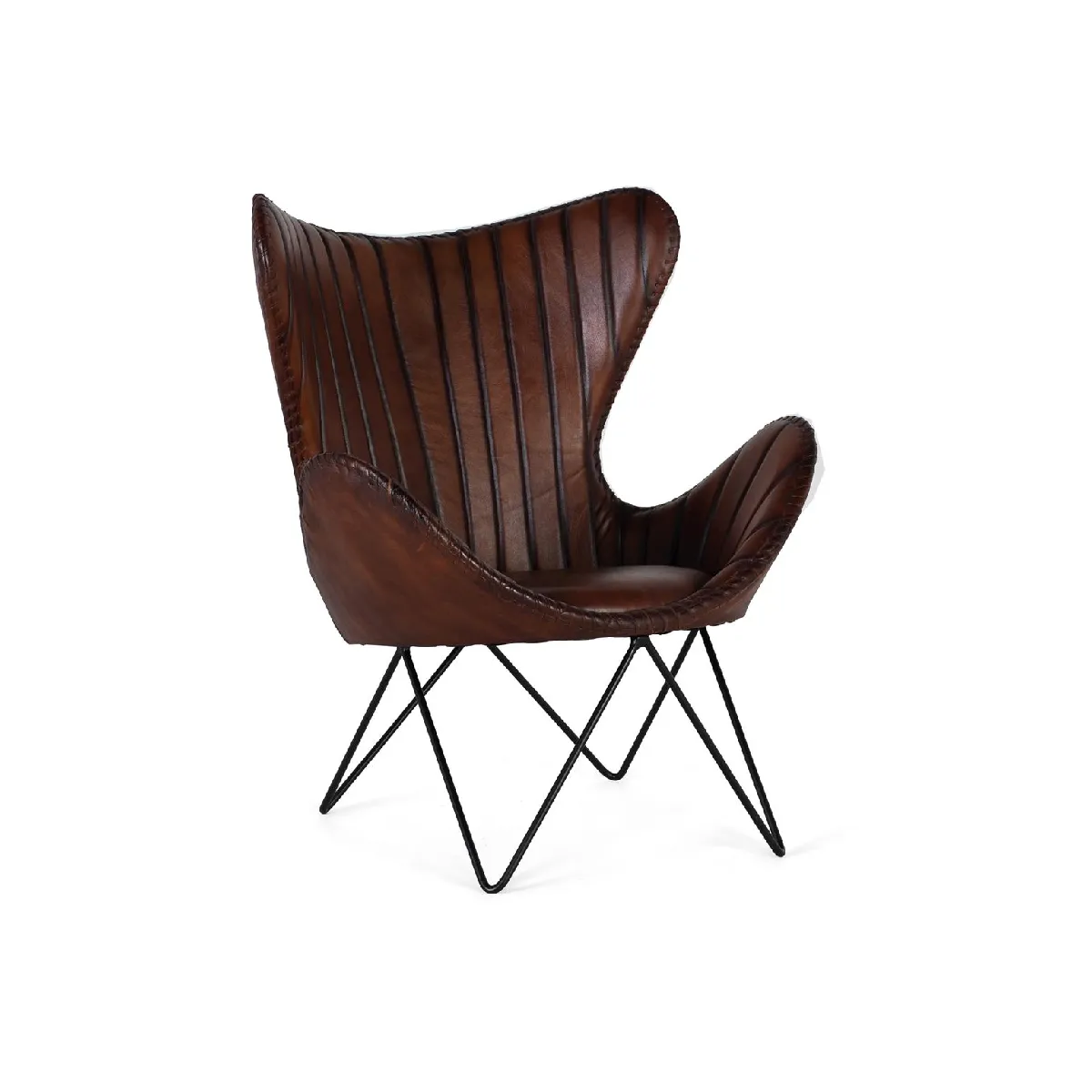 Giner y colomer Fauteuil cuir métal - Marron