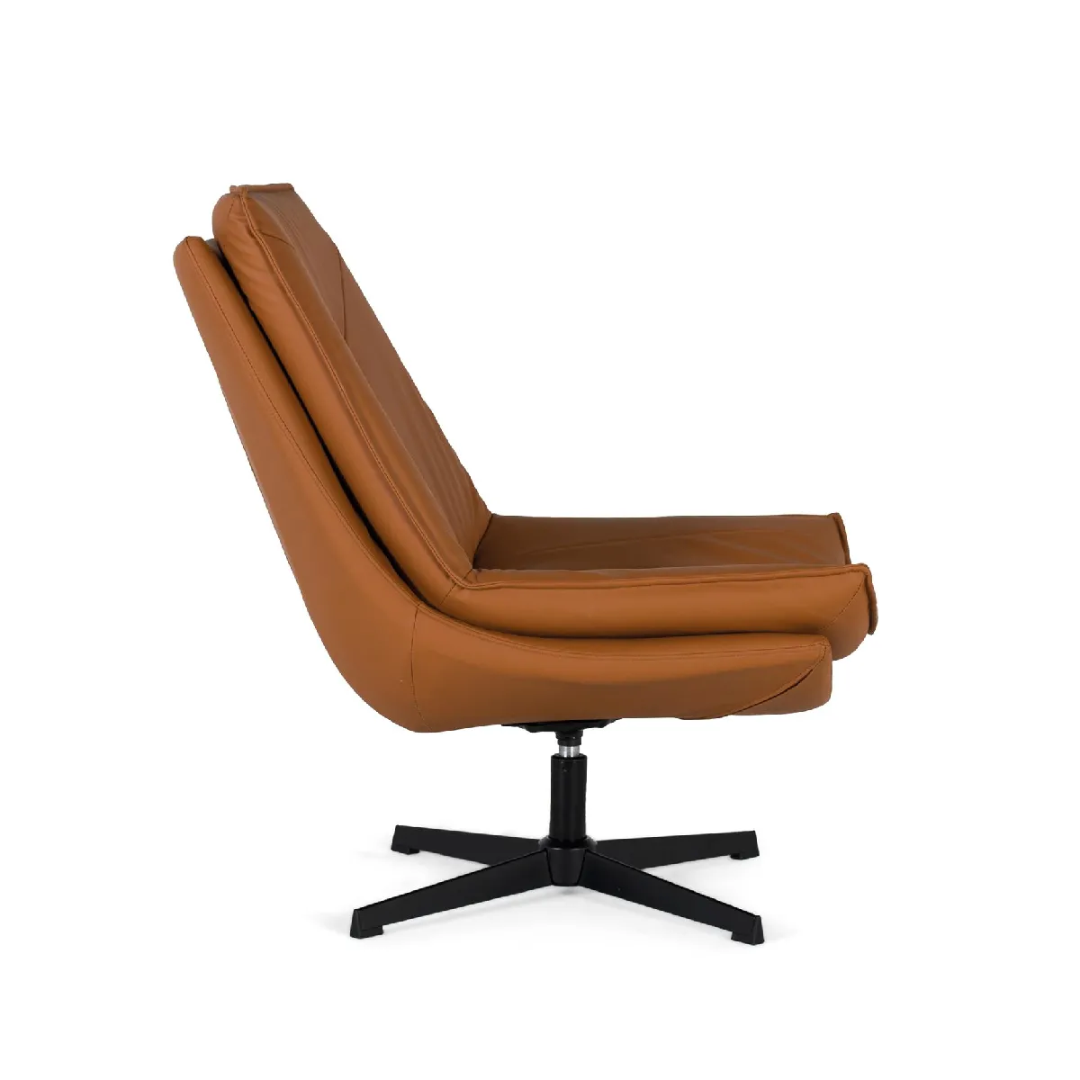 Fauteuil De Bureau Beliani NEWDALE – Cuir PU Marron Clair, Réglable En Hauteur, Style Rétro