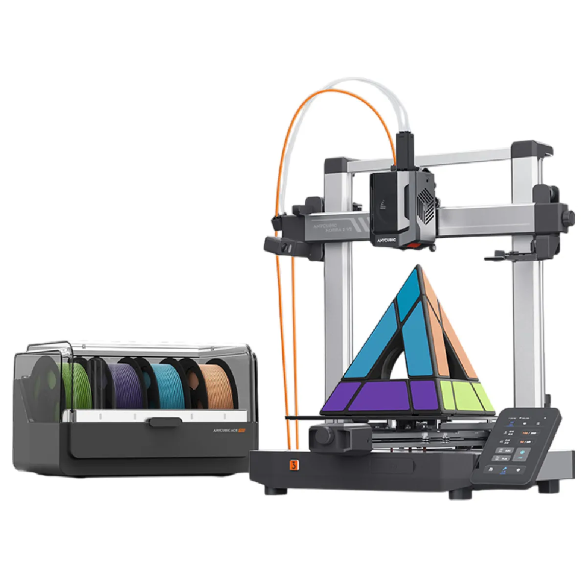 Imprimante 3D Anycubic Kobra 3 V2 Combo – Vitesse 600mm/s, Impression Multi-Couleurs 8, Auto-Nivellement LeviQ 3.0, 255×255×260mm