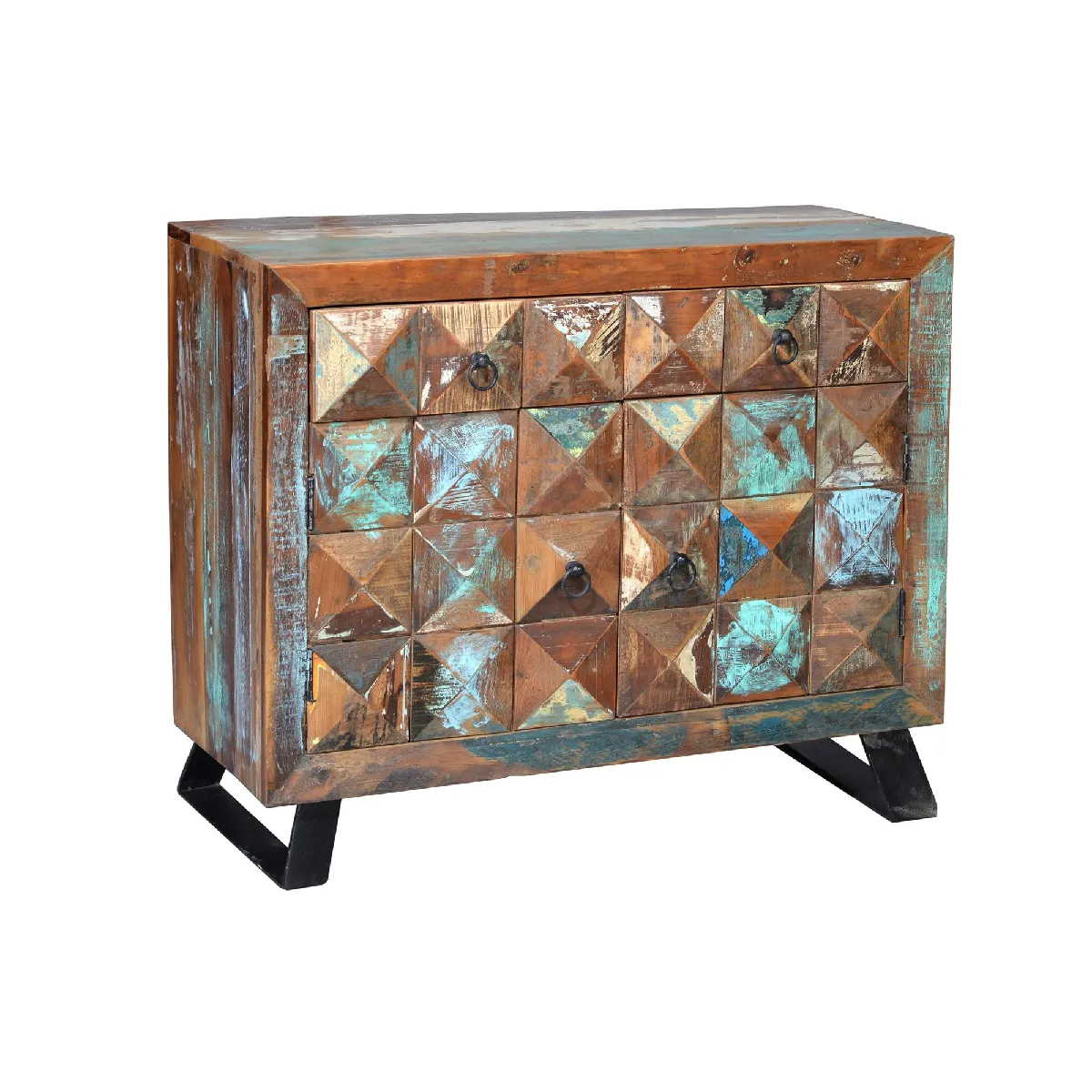 Giner y colomer Commode bois recyclé - Multicolore