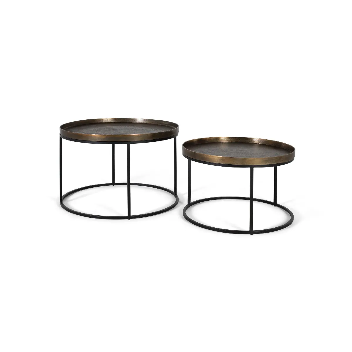 Meilleurs prix pour Lot De 2 Tables Basse Fer Noir Et Aluminium Finition Bronze