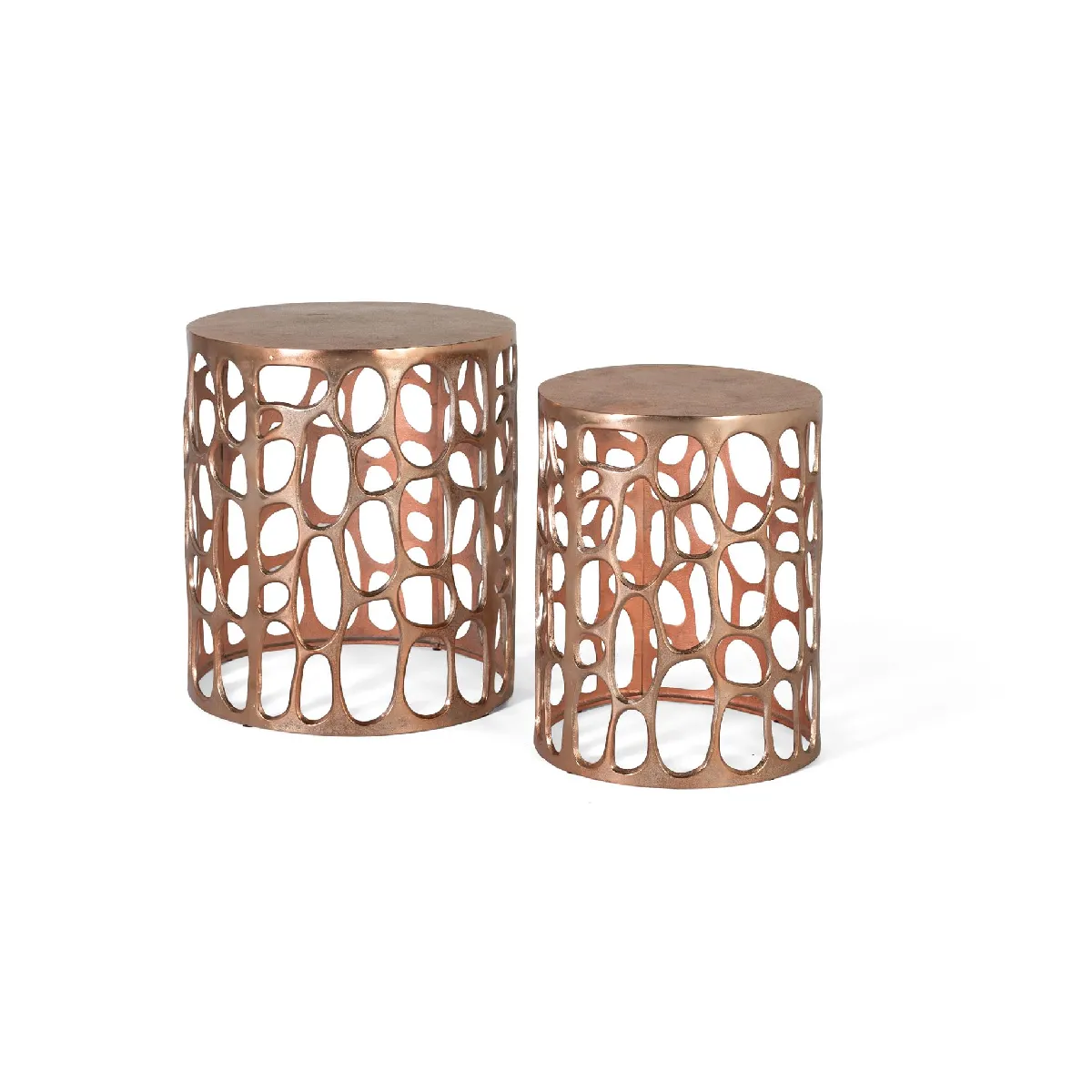 Comparer les prix de Lot De 2 Tables En Métal Et Finition En Cuivre Vieilli