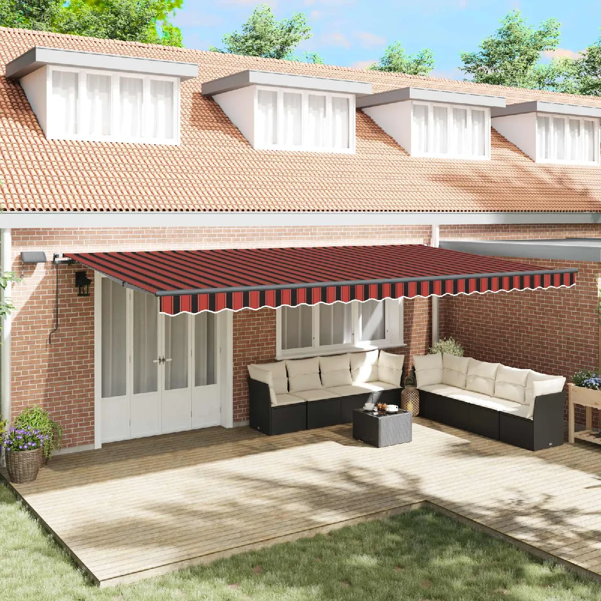 vidaXL Auvent rétractable orange et marron 600 × 350 cm
