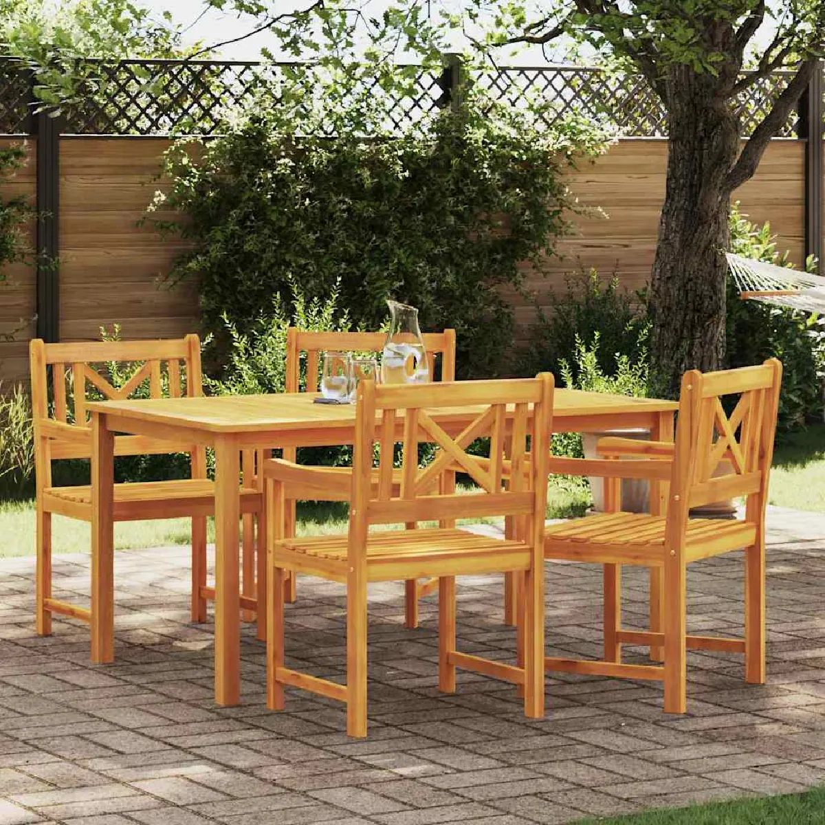 vidaXL Chaises de jardin 4 pcs 56x55.5x90 cm Bois Massif d'Acacia - vue 1