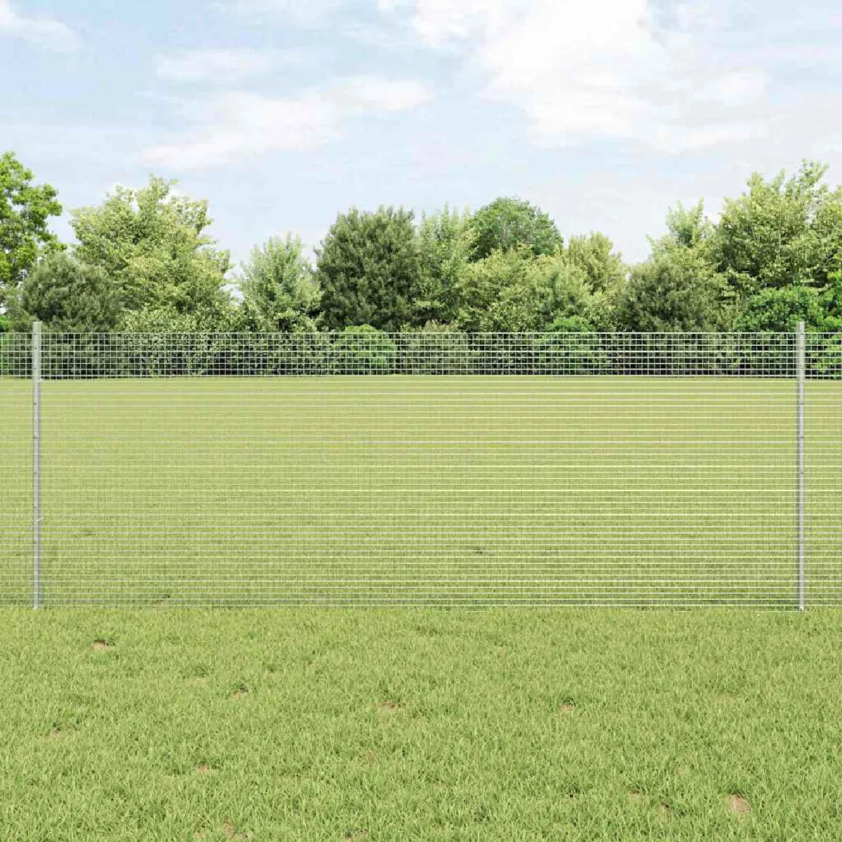 vidaXL Clôture en fil soudé avec poteau 10 x 0,8 m Argenté Maille