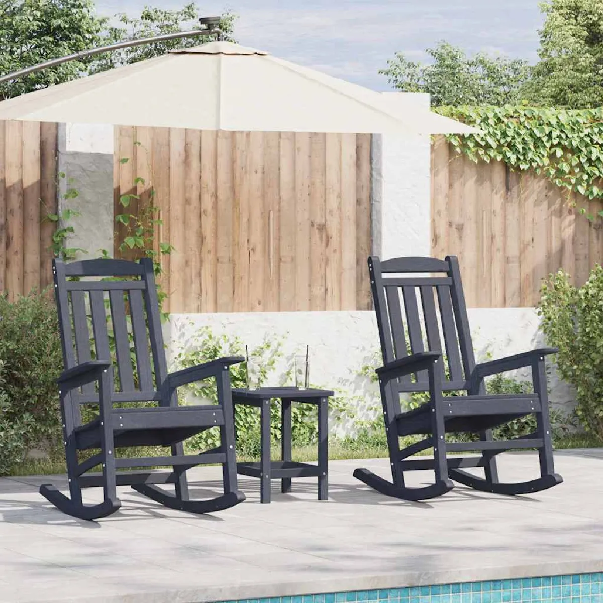 vidaXL Chaises Berçantes de Jardin 2 pcs 70x92x107.5 cm HDPE Chaise Berçante de Jardin 70x92x108 cm HDPE - vue 2