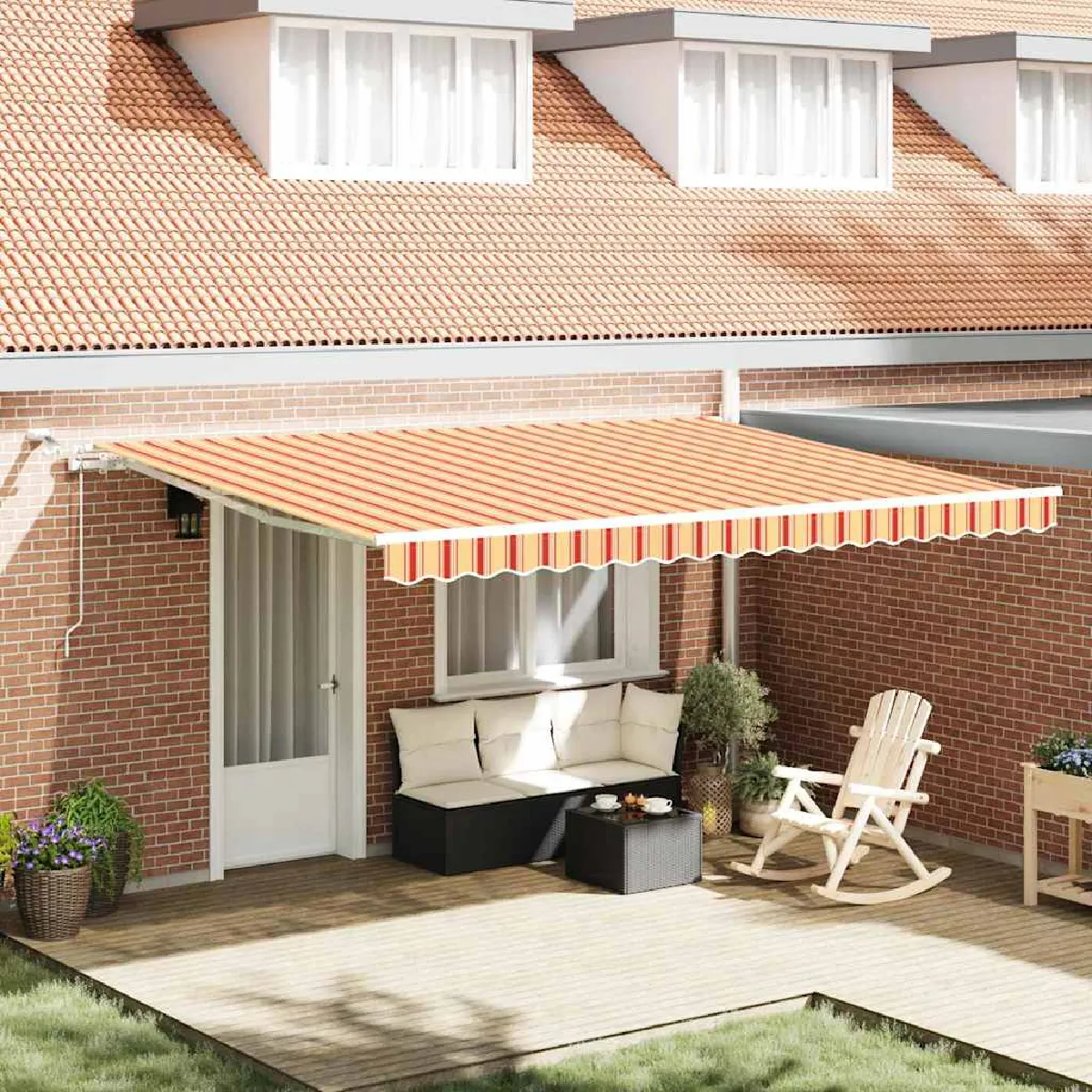 vidaXL Auvent Rétractable Jaune et Orange 450 × 350 cm