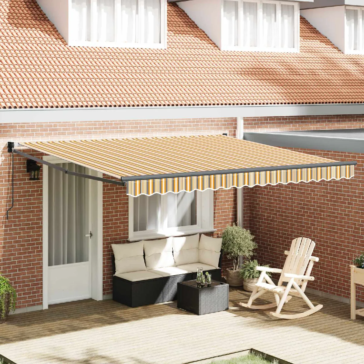 Vidaxl Auvent rétractable Multicolore 400 × 300 cm Tissu et Aluminium Multicolore - vue 5