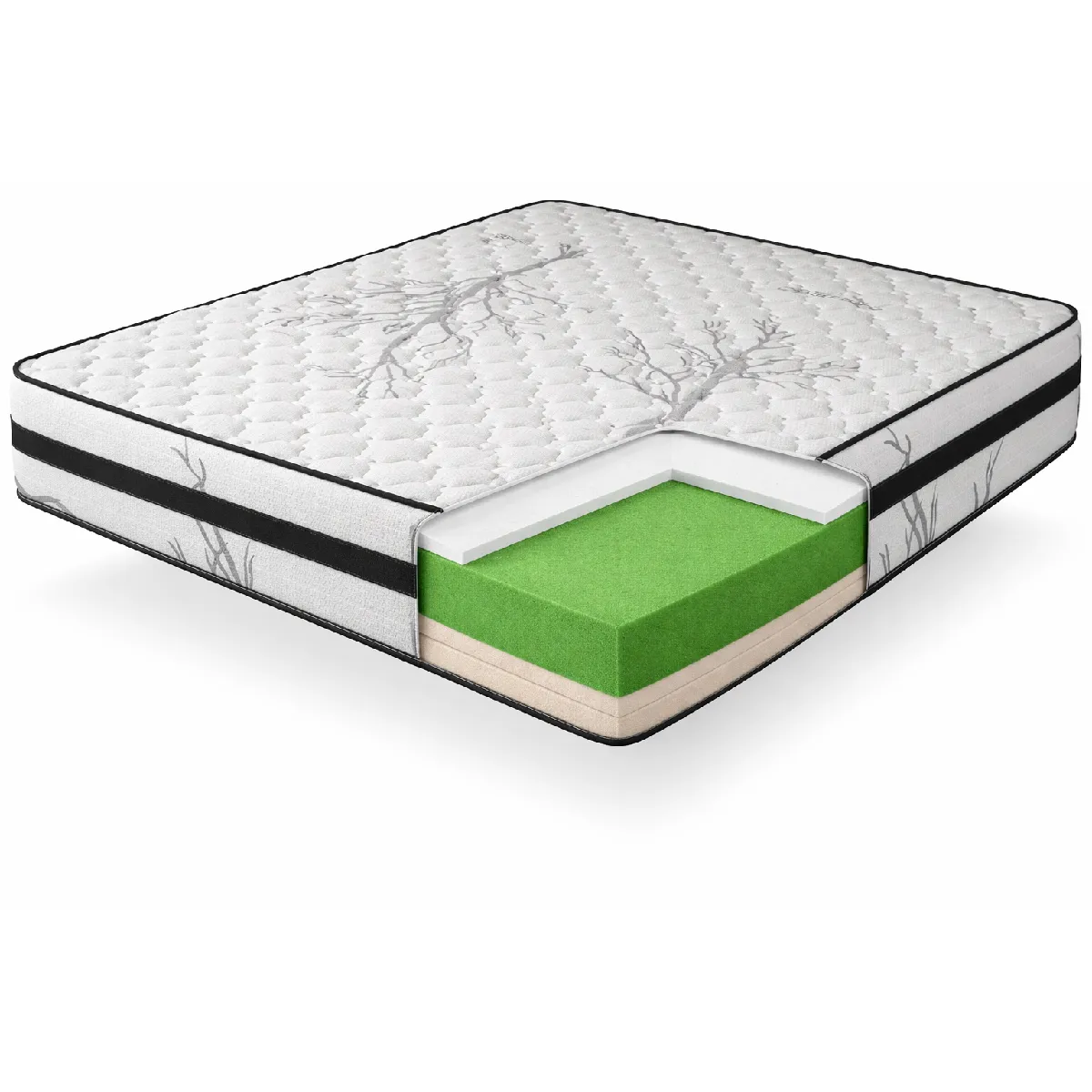 Matelas mousse 120x200 therapy carbone anti stress épaisseur 19 cm - tissu 3d système airfresh