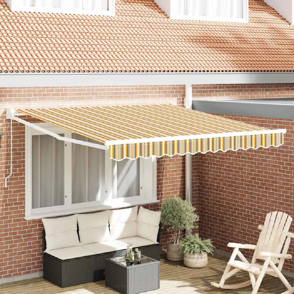 vidaXL Auvent rétractable Multicolore 350 x 250 cm