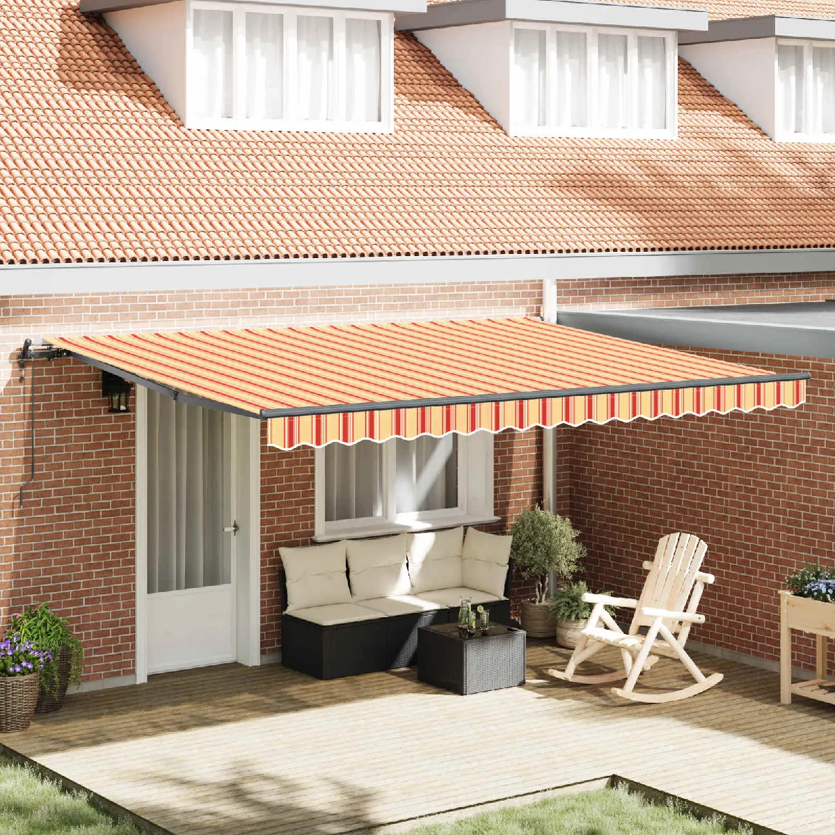 vidaXL Auvent Rétractable Jaune et Orange 450 × 350 cm