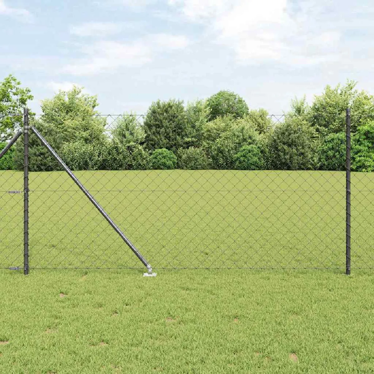 vidaXL Clôture en maillon de chaîne avec 7 poteaux à pointe 1x10 en acier galvanisé - vue 2
