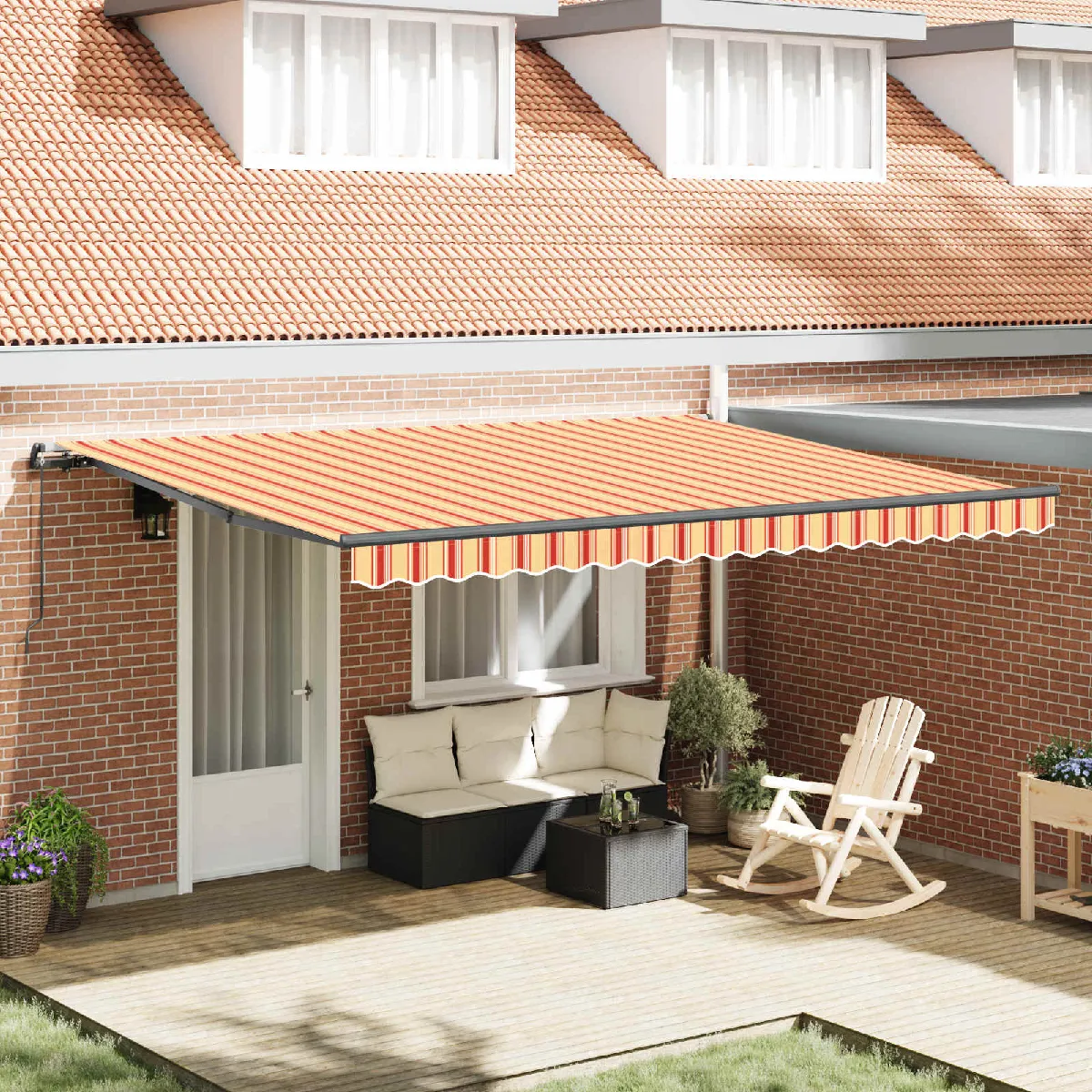 vidaXL Auvent Rétractable Jaune et Orange 450 × 350 cm
