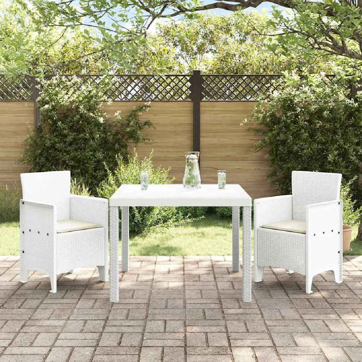 vidaXL Ensemble de salle à manger pour jardin 3 pcs Blanc