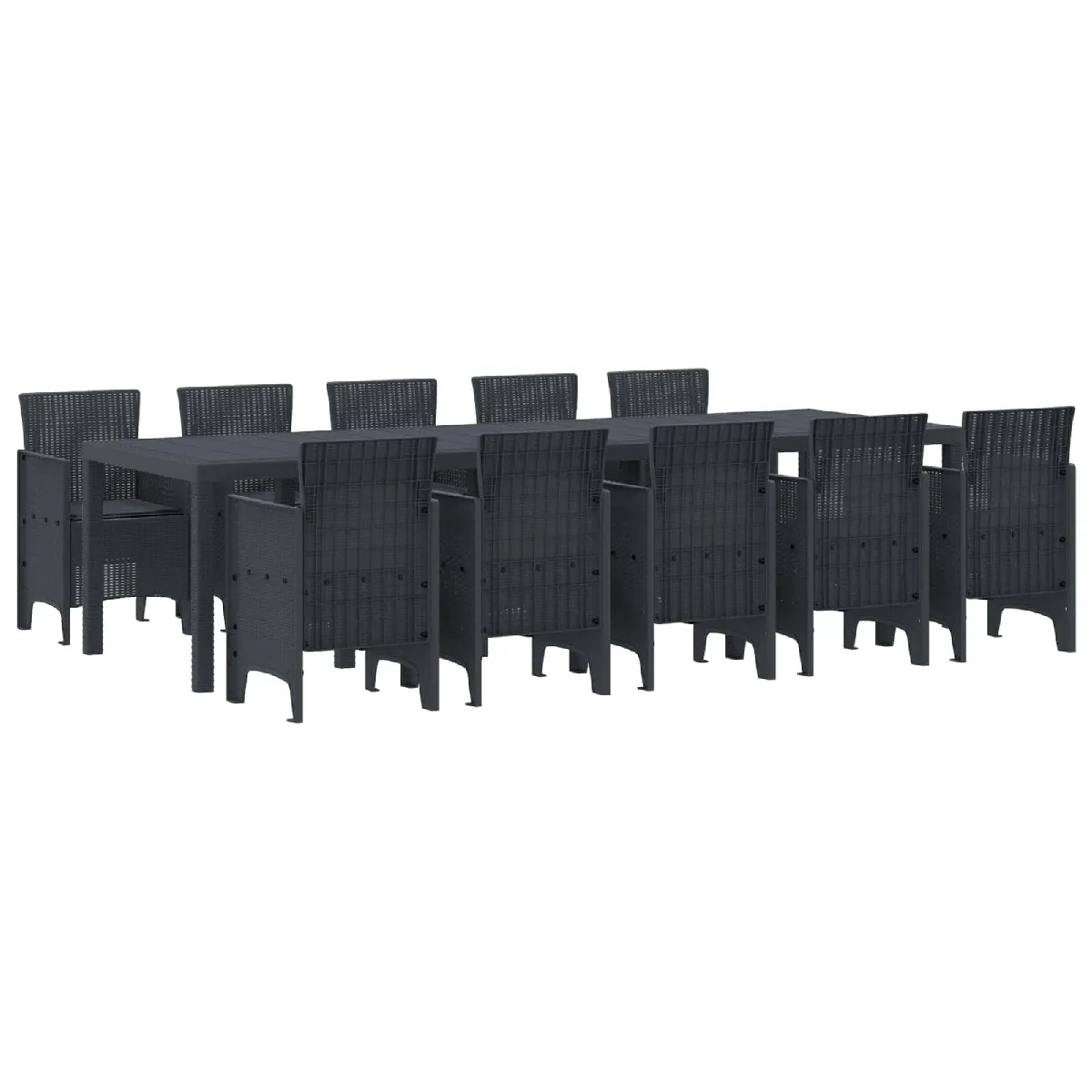 vidaXL Ensemble de Salle à Manger de Jardin de 11 Pièces avec Coussins Rattan Poly - vue 4