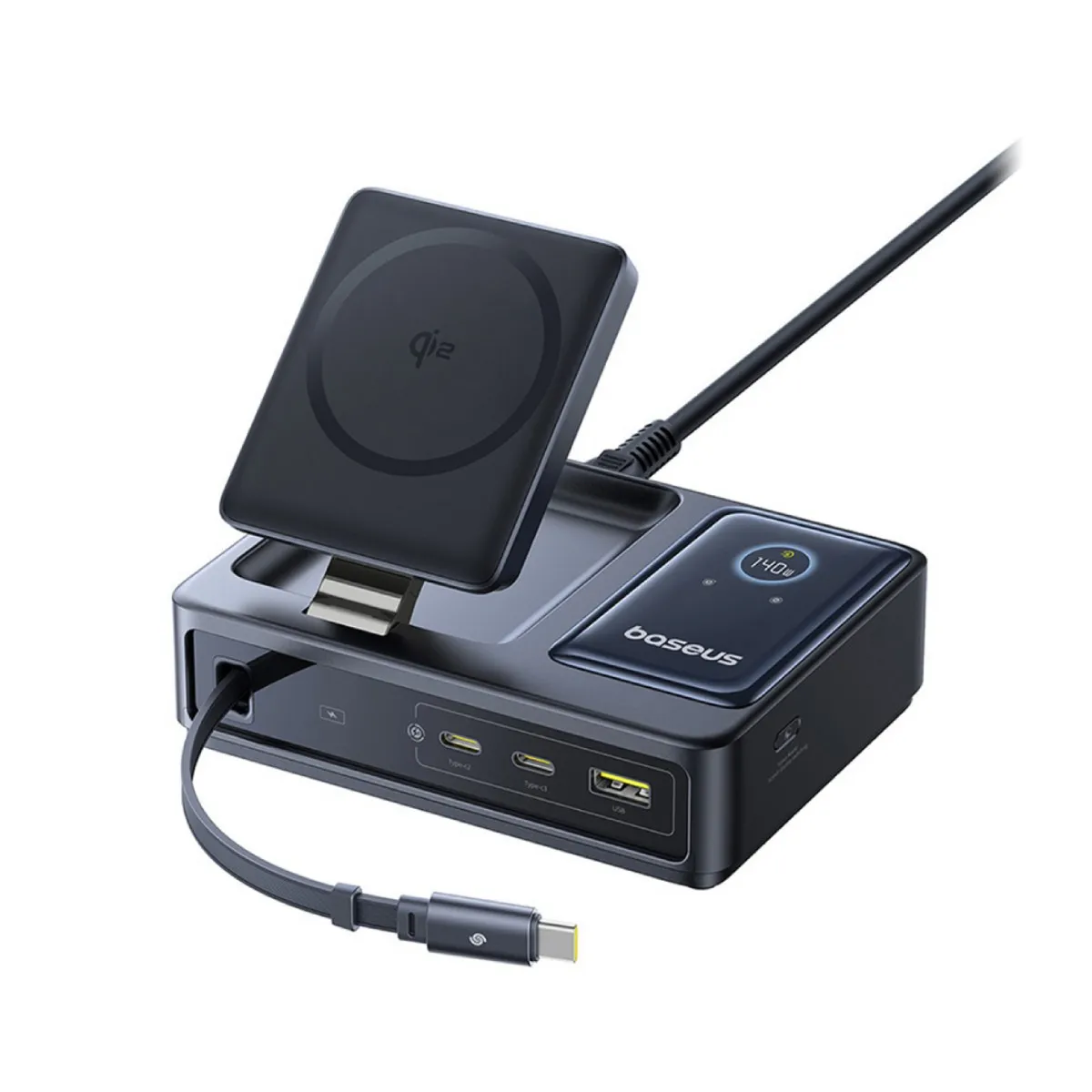 Baseus Noir Station De Charge Nomos 5-En-1 Pour Iphone 16/15 Pro Max - 140 W